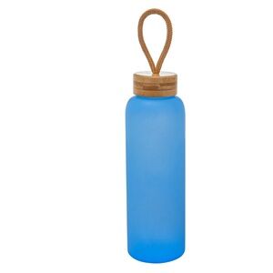 Mainstays Bamboo Lid 25 Oz Frosted Glass Bottle, Peri Swim